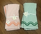 New Anthropologie Set of 2 Madeline Terry 28" x 21"  Dish Towels- Green or Peach
