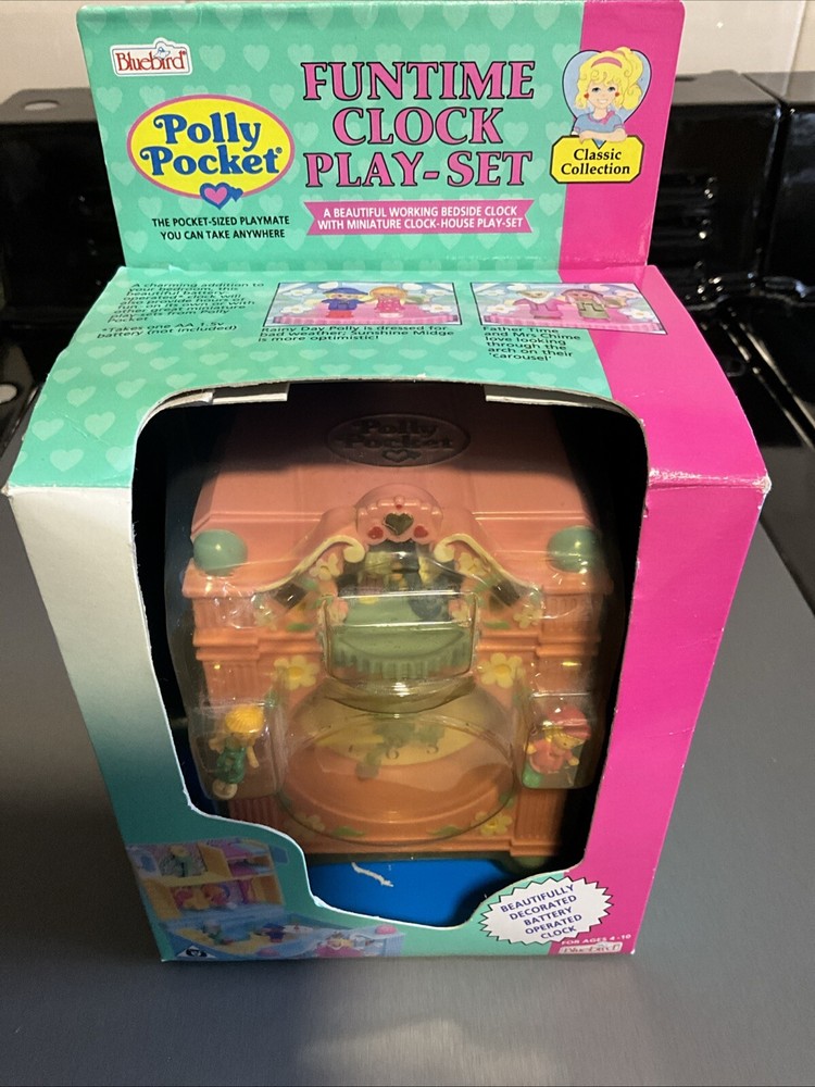 Vintage Polly Pocket Funtime Clock Play Set  Complete With Original Box