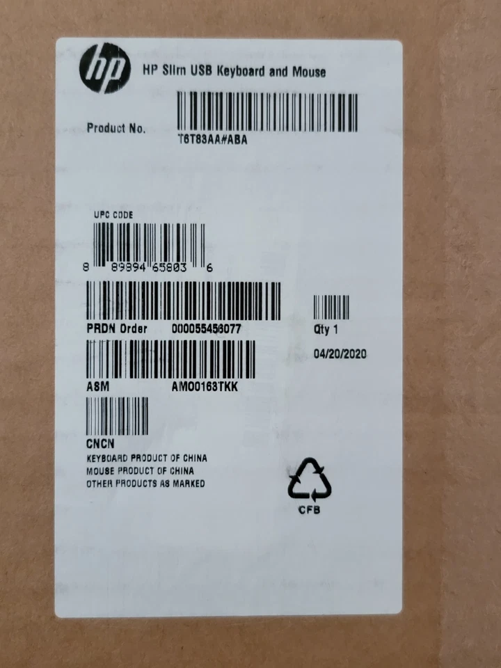 HP Slim USB Keyboard and Mouse Combo T6T83AA#ABA T6T83UT#ABA 803181-001 NIB - Image 3 of 3