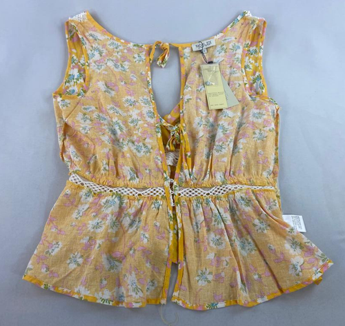 Rachel Zoe women blouse top shirt yellow floral sz S - Picture 9 of 9