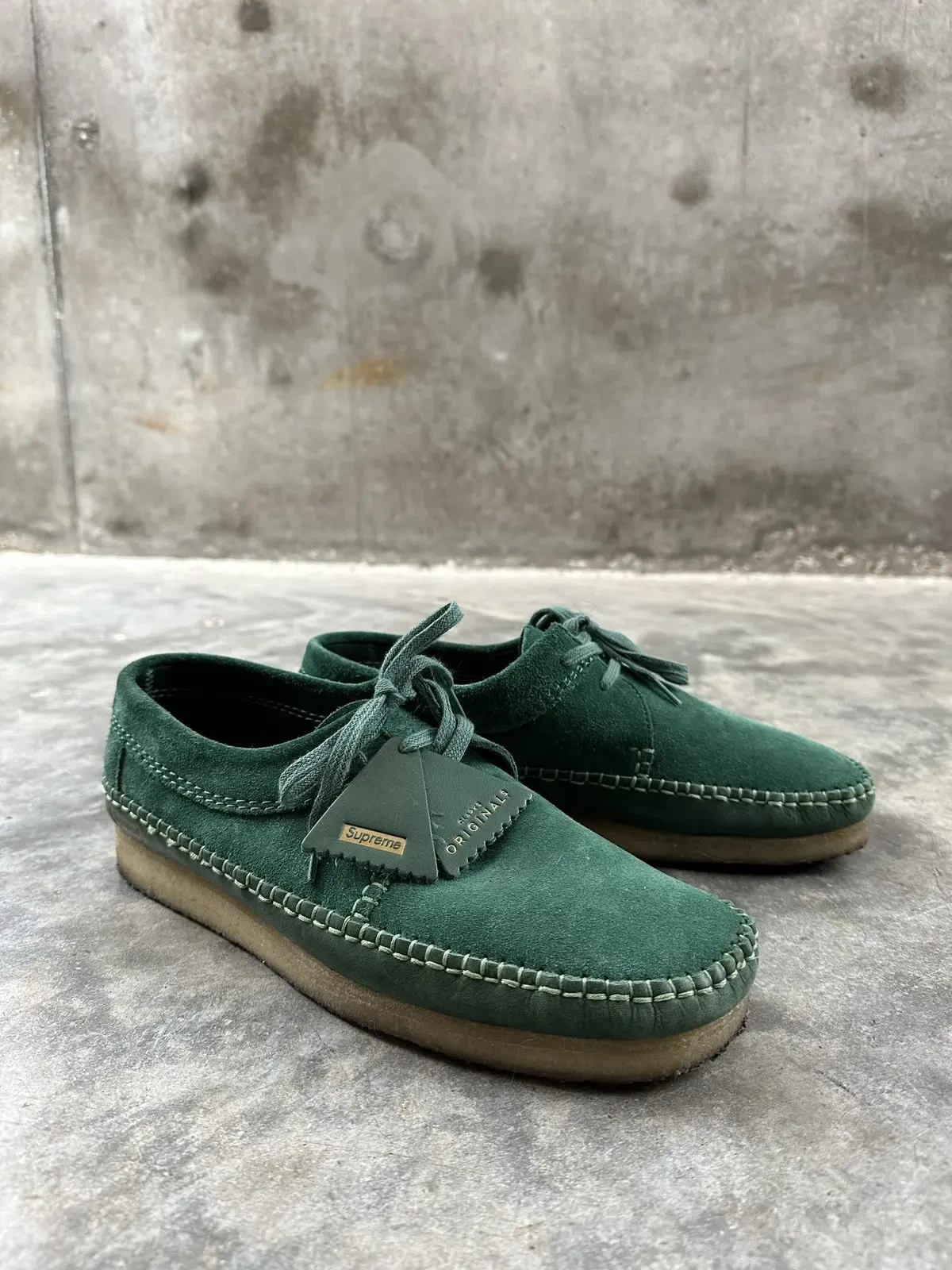 Chaussures basses Supreme x Clarks Weaver vert/émeraude en daim 11,5