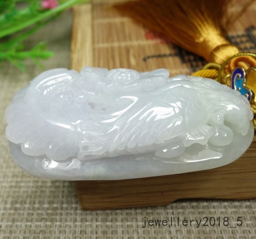 Certified Lavender+Green糯冰种 Burma 100%Natural A jadeite jade Pendant~Phoenix 凤凰 - Picture 9 of 24