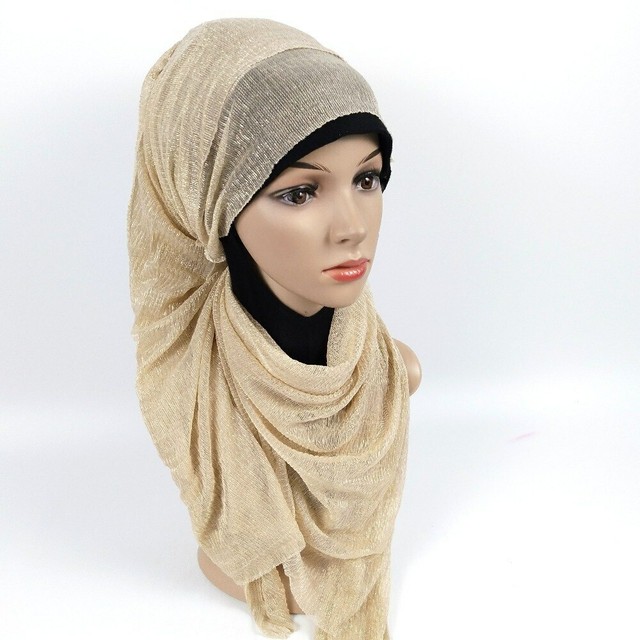 Plain Color Shiny Shimmer Glitter Sparkly Scarf Hijab Shawl Wrap