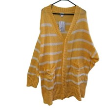 Lularoe Lucille Sweater Cardigna Yellow Stripe Womens Large Oversized Buttons