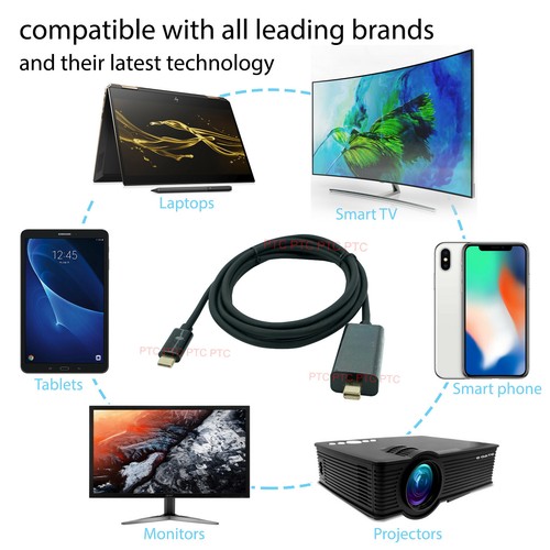 USB-C USB 3.1 Type C to Mini DisplayPort DP Male Cable 4K@60Hz 1.8m MacBook - Picture 10 of 10
