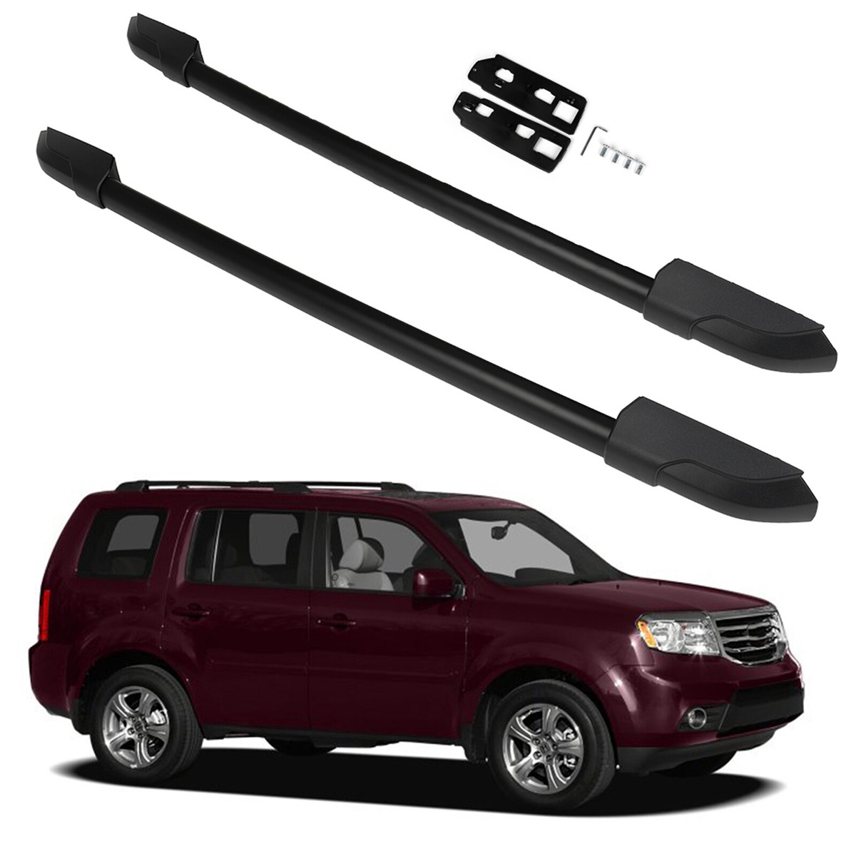 For 2009-2014 Honda Pilot RUBBER Roof Rack Side Rails Bar Set