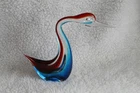 Vtg Cobalt Red White Blue Cormorant Bird Darter Murano Art Glass Figurine 8½" T