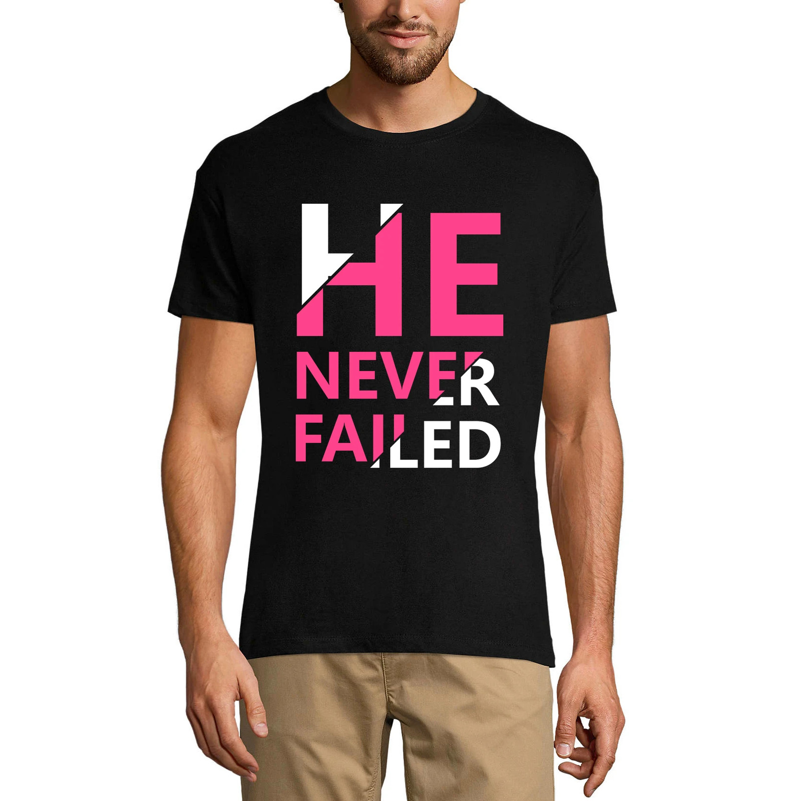 ULTRABASIC Graphic Men's T-Shirt He Never Failed - Motivational Quote