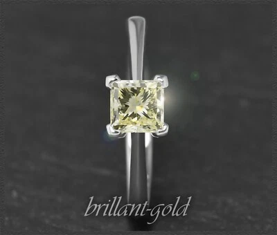 Diamant Ring, lupenreiner Prinzess Solitär mit 0,81ct, aus 585 Weißgold, Neu - Bild 1 von 4