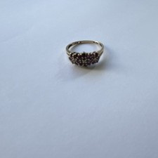14k Yellow Gold Cluster Ring with Ruby, Round...