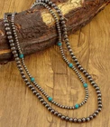 NECKLACE-Western Navajo Beaded Style Tribe Double-Layer Retro Pearl Necklace