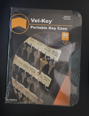 Portable Key Organizer Case 48 Tags Count Black Zipper Storage Property Manageme