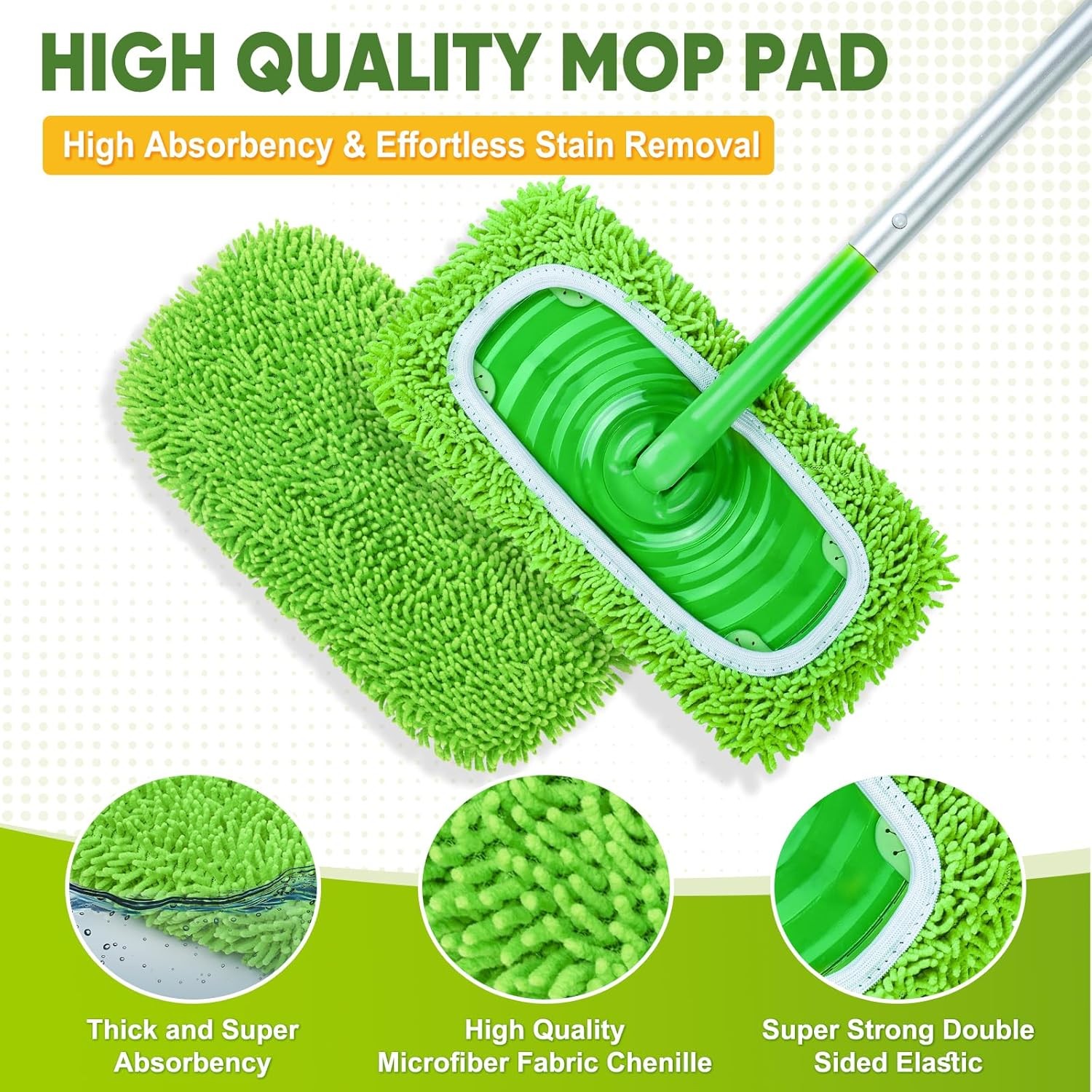 6-Pack Reusable Microfiber Mop Pads Compatible with Swiffer Sweeper, Dry & Wet S