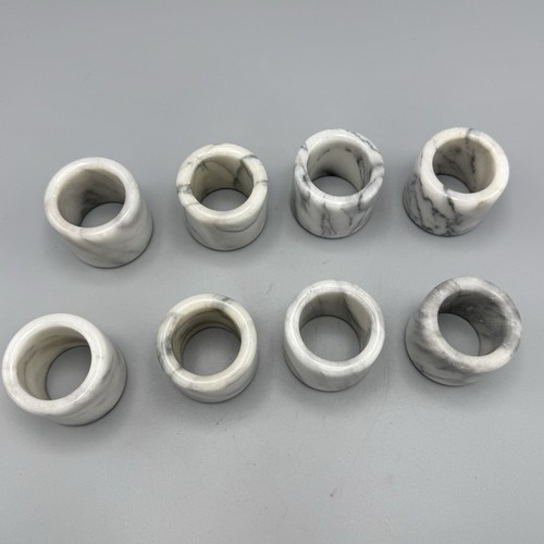 Vintage 1980s Natural Marble Napkin Rings Set of 8 Grey Dining Entertaining - Picture 5 of 5