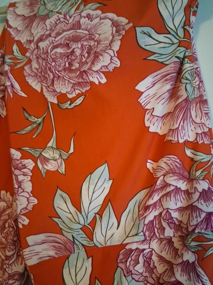 Leggings para mujer LuLaRoe TC anaranjado/rojo floral Foto 2 de 2