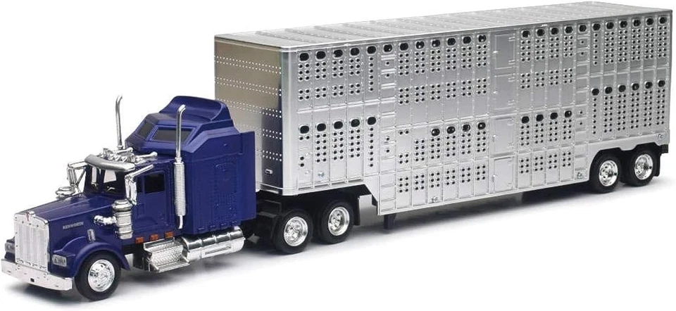 Camión remolque de ganado Kenworth W900 fundido a presión 1:43 modelo coleccionable Foto 2 de 3