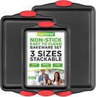 3-Piece Nonstick Kitchen Oven Baking Pans - Premium & Stylish Non-Stick Steel, C