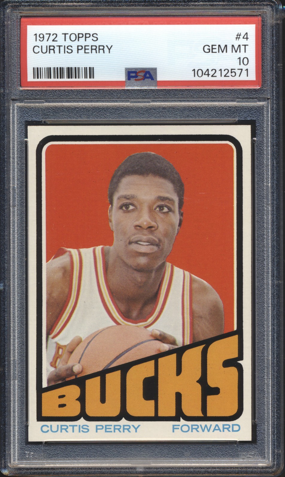 1972 Topps Basketball Curtis Perry ROOKIE #4 PSA 10 BUCKS GEM MINT POP 6