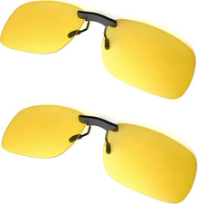 Clip on Polarized Night Vision, Driving Sunglasses UV 400 Blocker to Wear over P