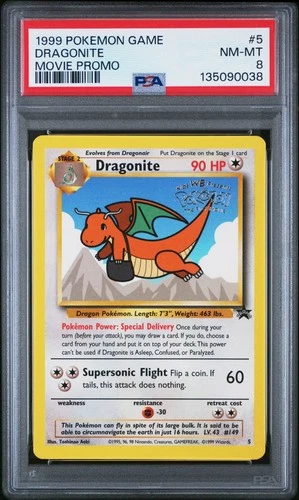 1999 Pokemon Game Movie #5 Dragonite Movie Promo PSA 8