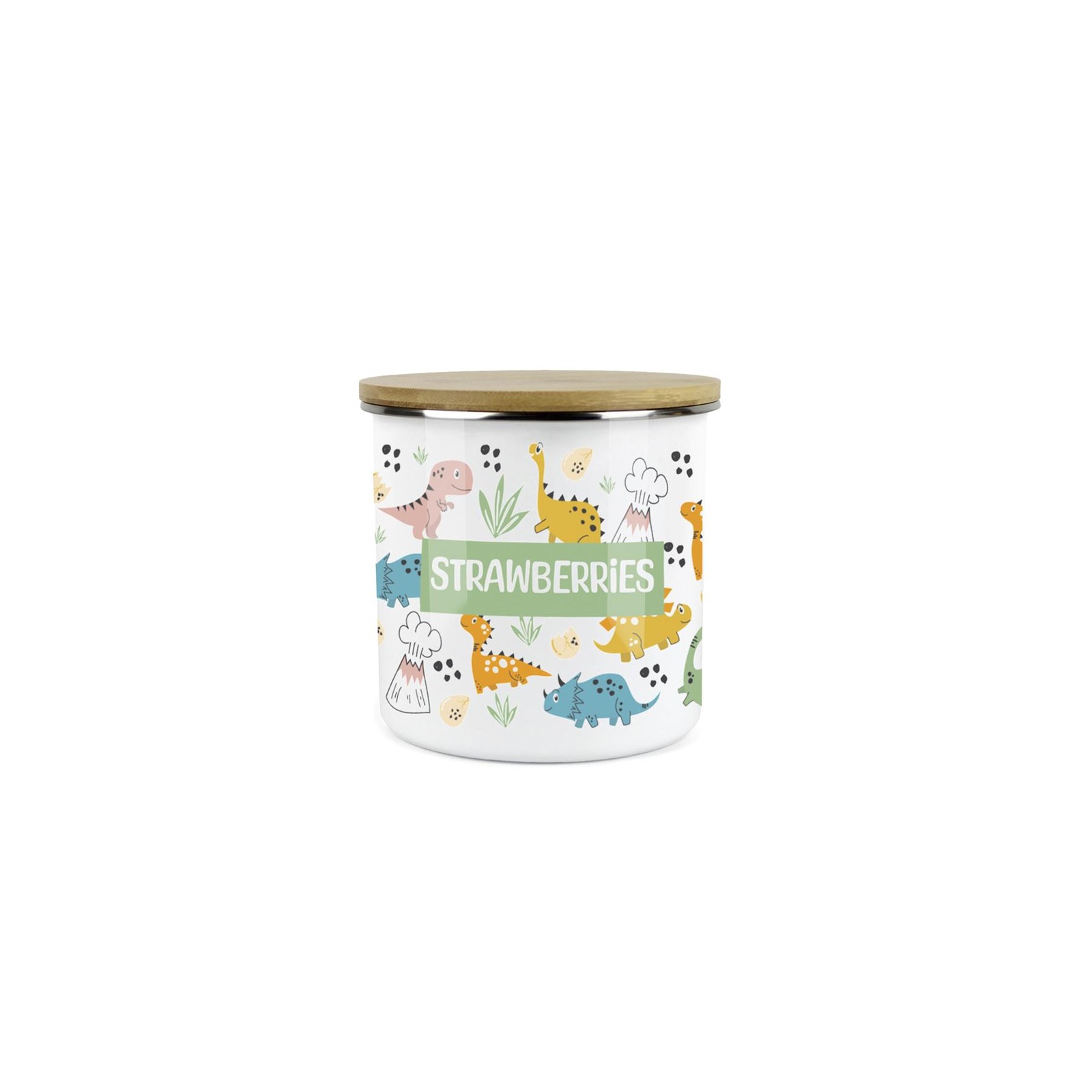Kids Mini Snack Pot - Strawberries Lunchtime Dinosaurs Storage Canister