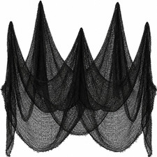 Halloween Black Creepy Cloth 80X200Inch Spooky Black Gauze Fabric for Halloween
