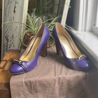 COACH Desaree Purple Leather Block Heel Pump Round Toe Metal Hardware Size 9.5 — photo 2