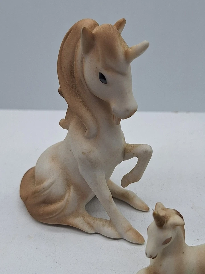 Estatuillas de bisque de porcelana originales Josef de la familia unicornio de colección 1980 pequeñas Foto 3 de 4