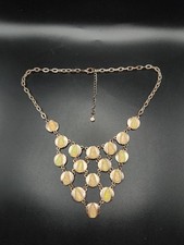 Rose Gold Tone Faux Opal Bib Necklace Teardro...