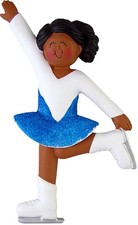 Skater Female African-American Personalized Christmas Tree Ornament