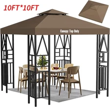 10'x10' 2 Tier Patio Gazebo Canopy Top Replacement Outdoor Sunshade Tent Cover