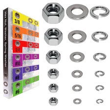 EEEEE SAE Spring Lock Washer Flat Washer Hex Nut Assortment kit 431... Fast Ship