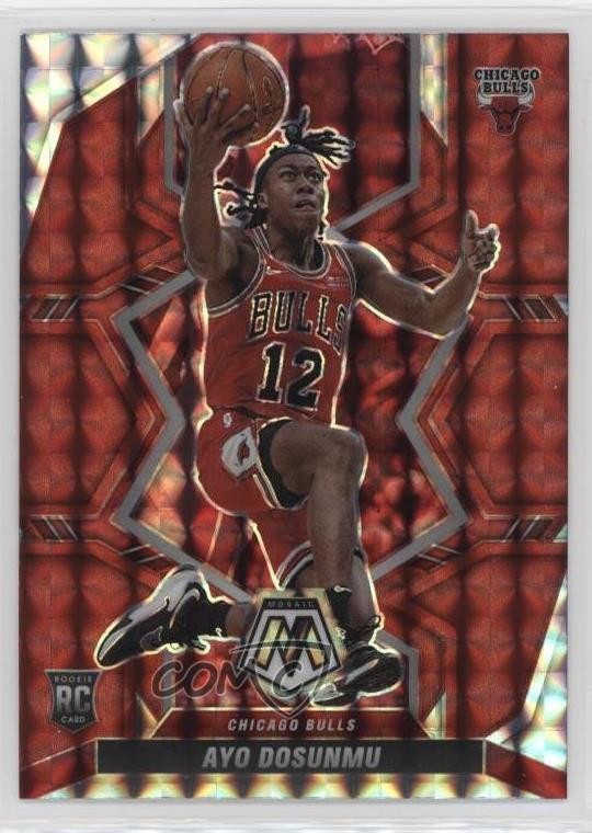 2021-22 Panini Mosaic Rookies Red Mosaic Prizm Ayo Dosunmu #233 Rookie RC