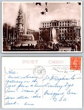 1949 RPPC Trafalgar Square London New Fountains King George VI Postcard