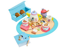 8Th Wonder Bluey Toys Wooden Tea Party Set, 18-Piece Durable Toy Tea Set with Tr