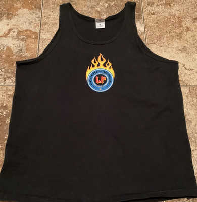 VTG Y2K FRUIT OF THE LOOM GRAPHIC TANK TOP CENTER FLAME LOGO LP LAKE POWELL XL