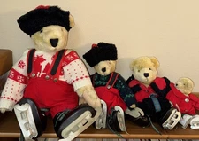 The Fuzzy VanderBear family Of 4 Dressed For Furrier & Ives Skating Party 1988