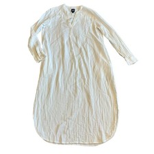 Gap White Gauze Midi Length Dress Long Sleeve V-Neck 100% Cotton Size Small