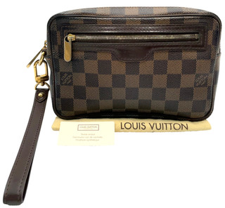 Auth Louis Vuitton Damier Ebene Pochette Billet Macao N61739 Clutch Bag NS051124