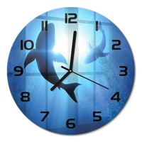 Glasuhr Design-Wanduhr Mit FließEnden Zeigern Zwei Haie Schwarze Zeiger Fi30 Cm