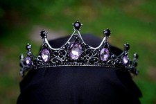 Gothic Purple Black Crystal Tiara Bridal Birthday Wedding Gift Diadem Cosplay