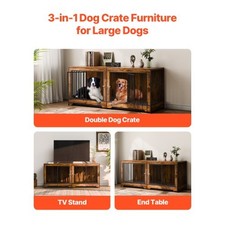 75" Dog Crate Furniture for 2 Dogs, Extra Large Double Dog Crate Furniture