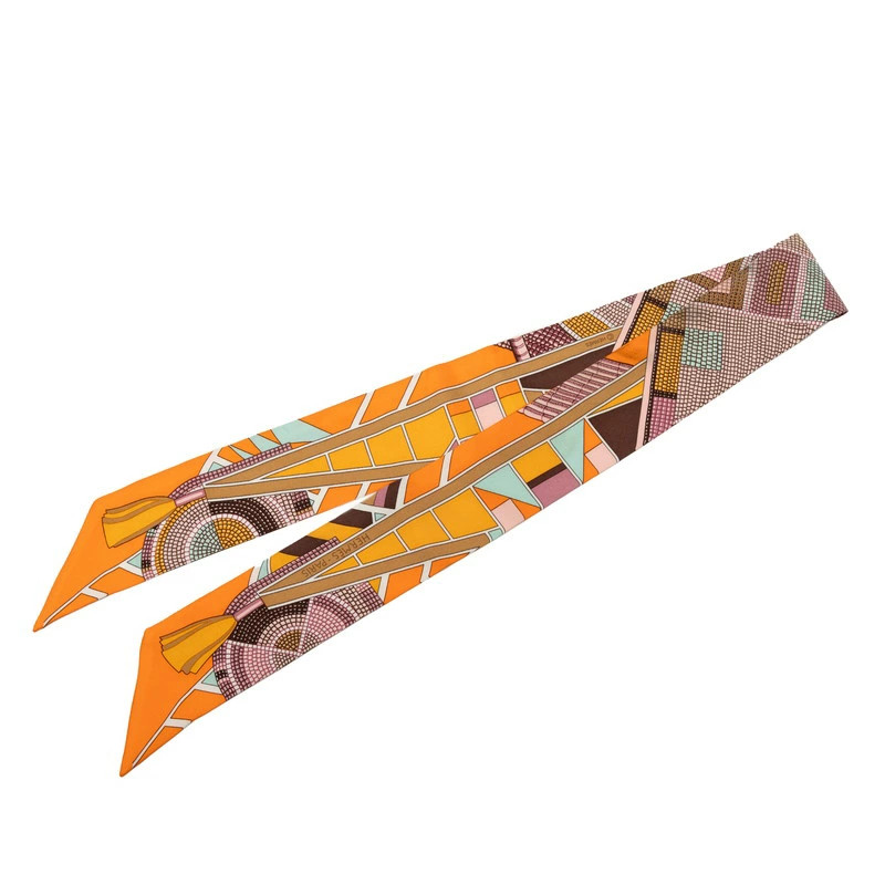 Hermes Twilly L'Art Indien Des Plaines Prairie Indian Art Scarf Multicolor Silk