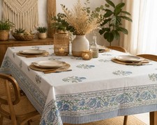 Indian Hand Block Print Tablecloth Kitchen Linen 100 Cotton Floral 150 220 cm
