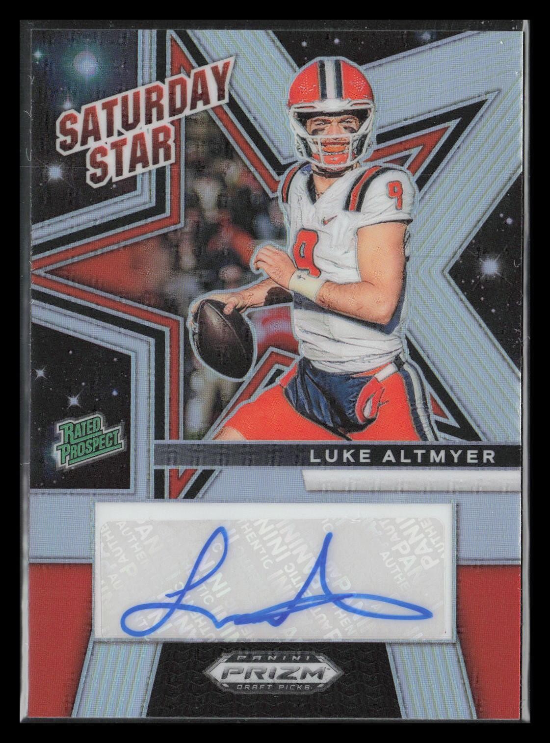 Luke Altmyer 2025 Prizm Draft Saturday Stars Silver Auto #SSS-LAR Illinois