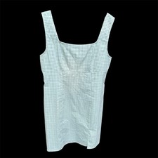 NEW Lulus Woman Size XL Happy Chance Sage Green Gingham Square Neck Mini Dress