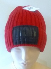 DKNY Unisex Maximum Warmth Winter Beanie Hat Red Fleece Ribbed
