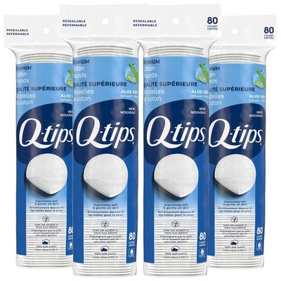 Q-Tips Beauty Premium Cotton Rounds 80 Count 4-Pack   Hypoallergenic Makeu