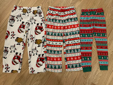 Lot of 3 Kids Christmas Pajama Bottoms Flannel and Cotton Size 6
