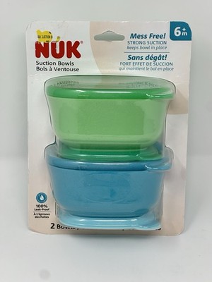 NUK Suction Bowl and Lid, Assorted Colors, 2 Pack, 6+ Months Plus.